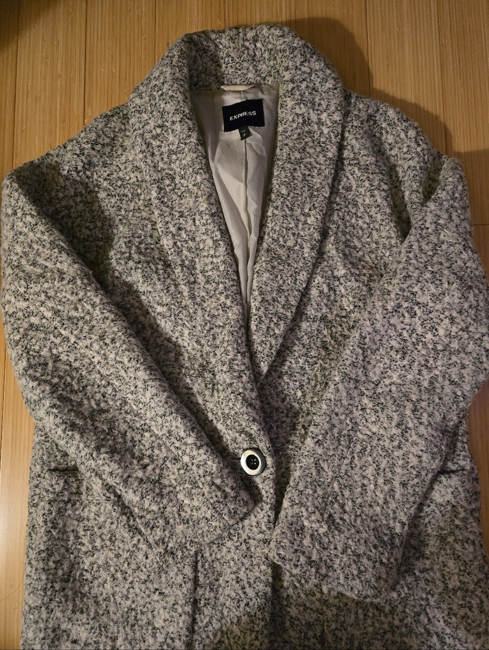 Express Women's Marled Gray Bouclé Coat S